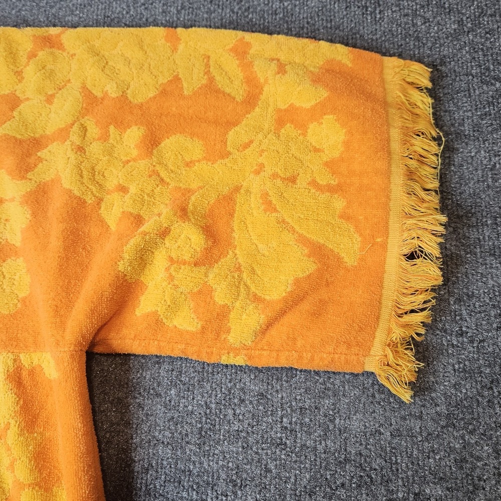 Vintage Terry Towel Handmade Cover Up Top MCM Cannon Orange Fringe - Picture 3 of 13